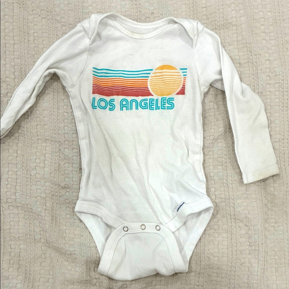 Gerber White Los Angeles Onesie with Colorful Design